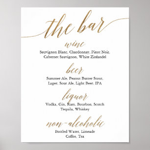 Elegant guld- och svart kalligrafi bröllopsbaren poster