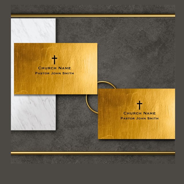 Elegant guld och svart kyrkopastor kristen visitkort (The foil details are simulated in the artwork. No actual foil will be used in making this product.)