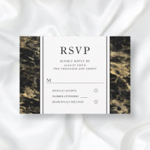 Elegant guld- och svart marble Wedof RSVP