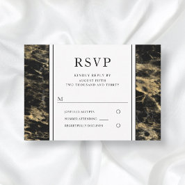 Elegant guld- och svart marmor bröllop RSVP OSA Kort