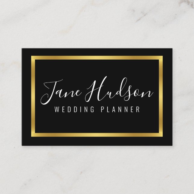 Elegant guld och svart minimalistisk visitkort (Framsida)