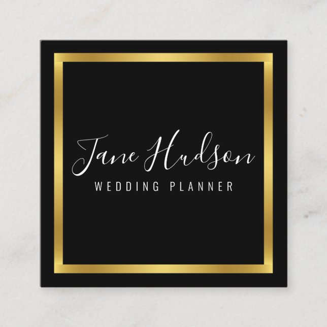 Elegant guld och svart minimalistisk visitkort (Framsida)