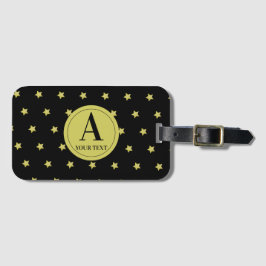 Elegant guld- och svart stjärnmönster monogram bagagebricka