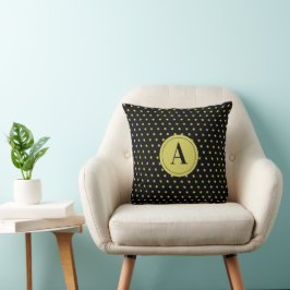 Elegant guld- och svart stjärnmönster monogram kudde