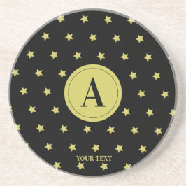 Elegant guld- och svart stjärnmönster monogram underlägg