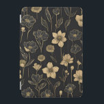Elegant Guld och Svarta Blommönstret iPad Mini Skydd<br><div class="desc">Ett sömlöst blommönster med tunna blommor i guld på djup svart bakgrund. Utformningen kombinerar lyx och minimalism,  perfekt för tapet,  tygavtryck eller digital konst.</div>