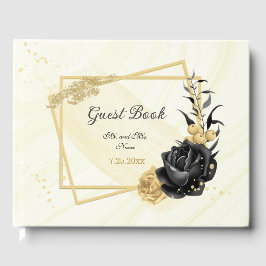 elegant guld och svarta blommor botaniska gästböcker