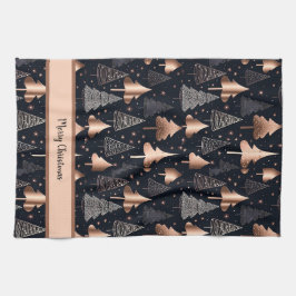 Elegant Guld och Svarta Julgranar Kökshandduk