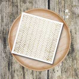 Elegant guld- och vit chevron bröllop pappersservett