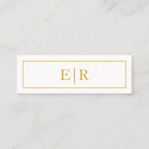 Elegant Guld och vit monogramProfessionell Mini Visitkort