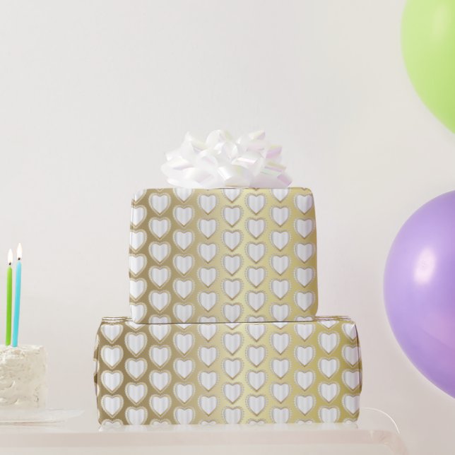 Elegant Guld och Vita Bröllop Hearts Presentpapper (Festgåvor)