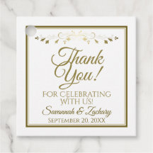 Elegant Guld och Vita enkla Bröllop Tack