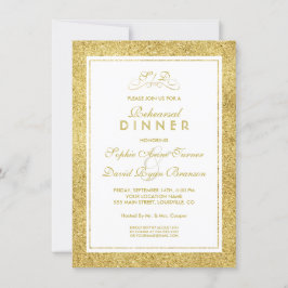 Elegant Guld och Vita Gräns REHEARSAL DINNER Inbjudningar
