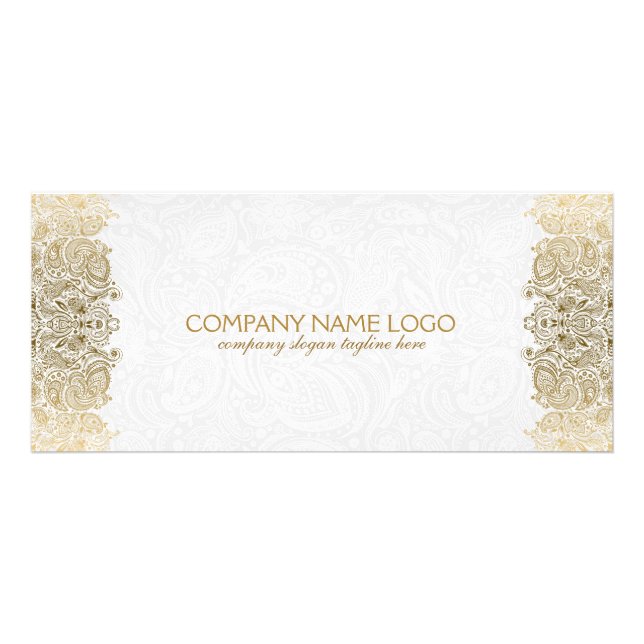 Elegant Guld och Vita Paisley Snöre Mönster Reklamkort (Framsidan)