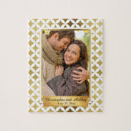 Elegant Guld och Vita par Photo Puzzle Pussel