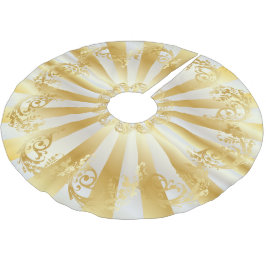 Elegant guld- och vitfläckjul julgransmatta borstad polyester