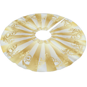 Elegant guld- och vitfläckjul julgransmatta borstad polyester