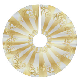 Elegant guld- och vitfläckjul julgransmatta borstad polyester