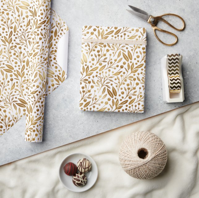 Elegant Guld och Vitt Presentpapper (Hantverk)