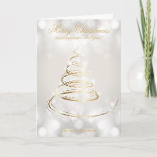 Elegant Guld och White Bokeh Company Helgdag Kort