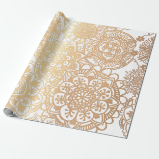 Elegant Guld och White Mandala Mönster Presentpapper