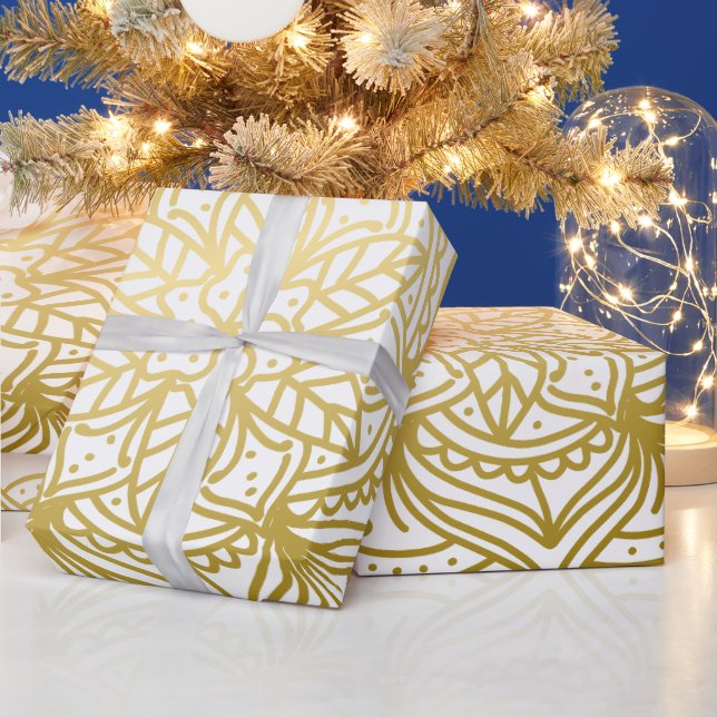 Elegant Guld och White Mandala Mönster Presentpapper (Helgdagar)