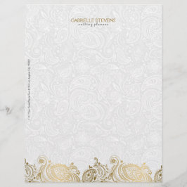 Elegant Guld och White Paisley Snöre Brevhuvud