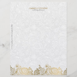 Elegant Guld och White Paisley Snöre Brevhuvud