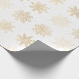 Elegant Guld och White Snowflake jul Mönster Presentpapper