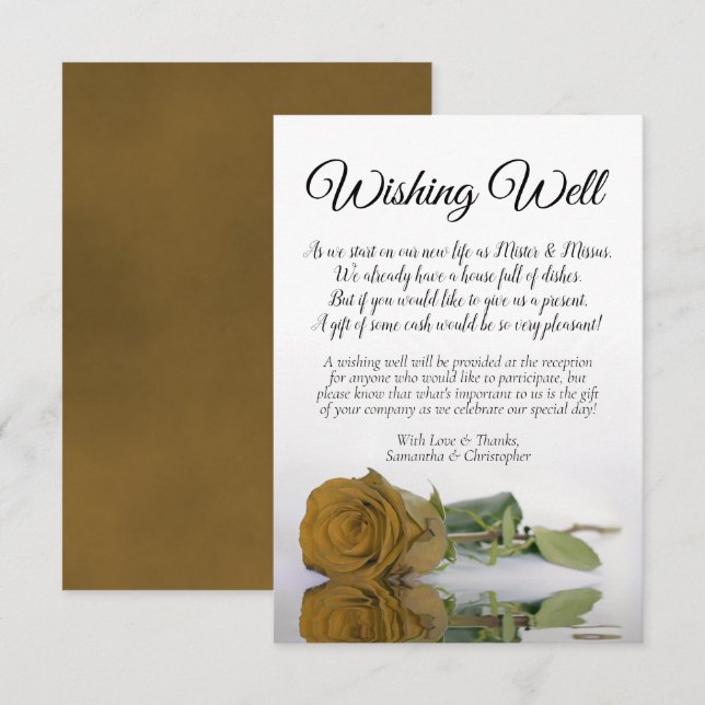 Elegant Guld Ochre Ro Bröllop Wishing Wishing WWis Tilläggskort (Fram/baksida)