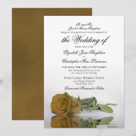 Elegant Guld Ochre Ro Formal Bröllop Inbjudningar