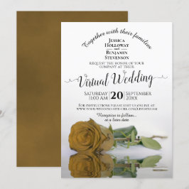 Elegant Guld Ochre Romantic Ro Virtuella Bröllop Inbjudningar
