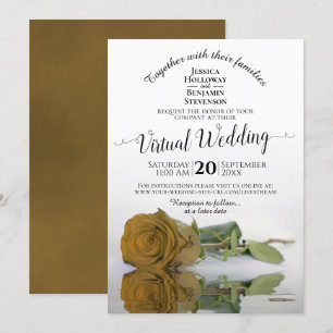 Elegant Guld Ochre Romantic Ro Virtuella Bröllop Inbjudningar