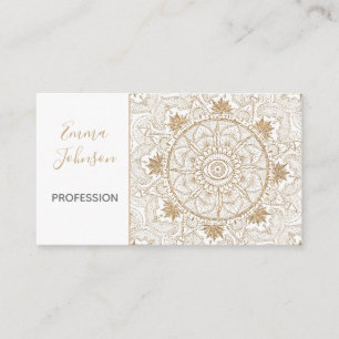 Elegant Guld Öga Sol, Måne Mandala White Visitkort