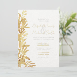 Elegant Guld Olive gren White Mönster Inbjudningar