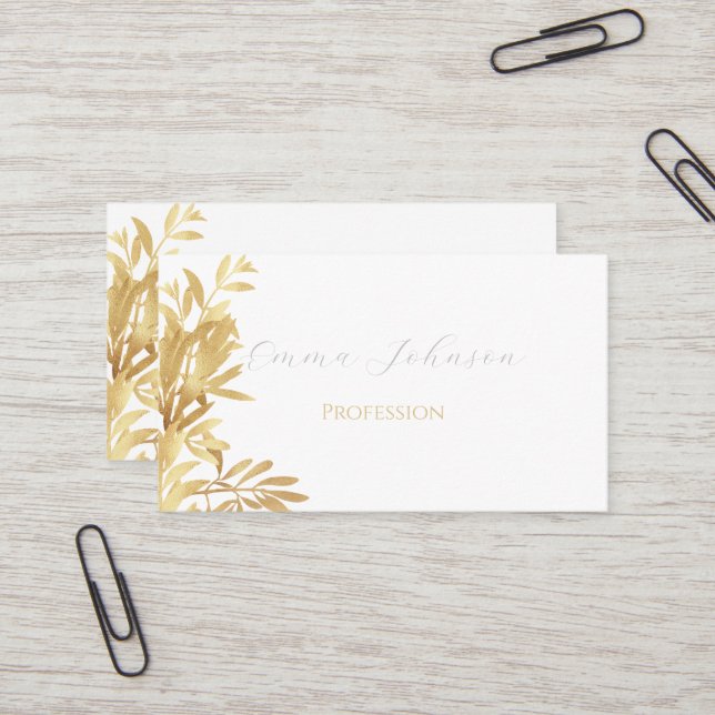 Elegant Guld Olive gren White Mönster Visitkort (Fram/Back In Situ)
