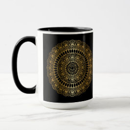 Elegant Guld om Black Lotus Henna Mandala Mugg