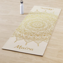 Elegant Guld om Blommigten Cream Henna Mandala