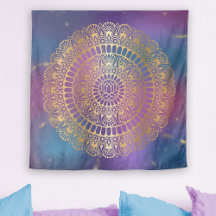 Elegant Guld om Bright Nebula Lotus Henna Mandala