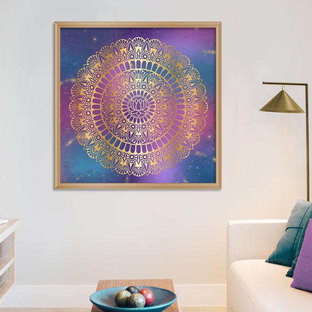 Elegant Guld om Bright Nebula Lotus Henna Mandala Poster (Skapare uppladdad)