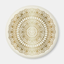 Elegant Guld om Cream Lotus Henna Mandala