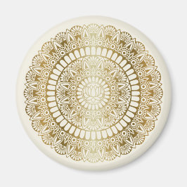 Elegant Guld om Cream Lotus Henna Mandala Magnet