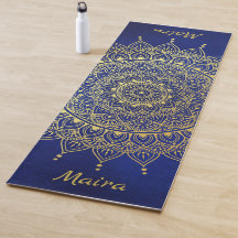 Elegant Guld om Deep Blue Blommigt Henna Mandala