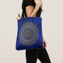 Elegant Guld om Deep Blue Blommigt Henna Mandala