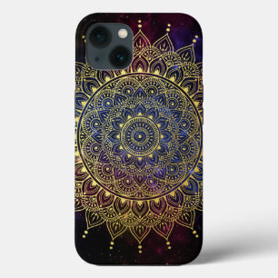 Elegant Guld om Mörk Nebula Blommigt Henna Mandala