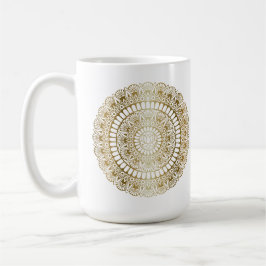 Elegant Guld om White Lotus Henna Mandala Kaffemugg