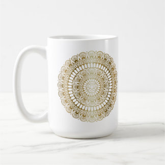 Elegant Guld om White Lotus Henna Mandala Kaffemugg