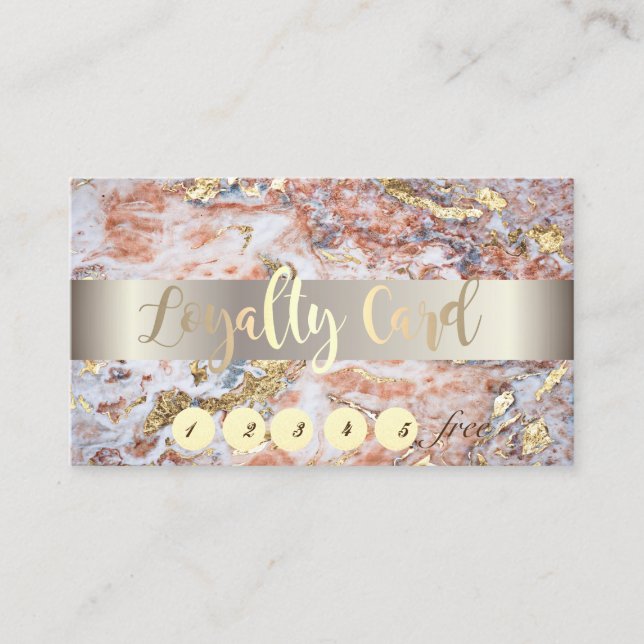 Elegant,Guld,Ombre Marble Stone Loyalty Card Lojalitetskort (Framsida)