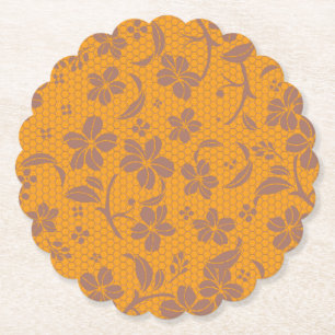 Elegant guld orange spetsdesign underlägg papper