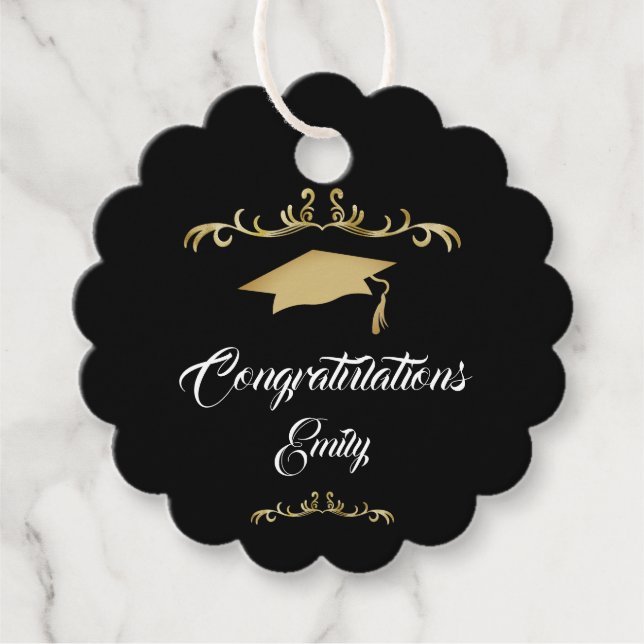 Elegant Guld Ornament Grattis Student Gåvor Etiketter (Framsida)